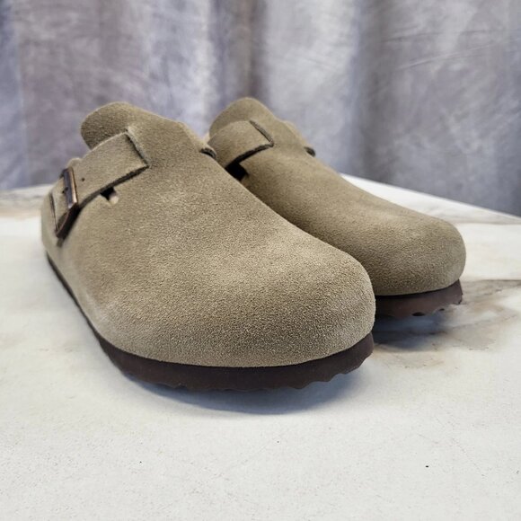 Birkenstock Boston taupe suede mule clogs - Picture 2 of 12